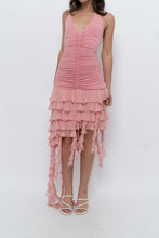 Load image into Gallery viewer, Vintage x BCBG Blush Pink Silk Frilly Midi Dress (M, L)