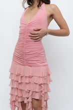 Load image into Gallery viewer, Vintage x BCBG Blush Pink Silk Frilly Midi Dress (M, L)