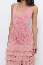 Load image into Gallery viewer, Vintage x BCBG Blush Pink Silk Frilly Midi Dress (M, L)