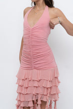 Load image into Gallery viewer, Vintage x BCBG Blush Pink Silk Frilly Midi Dress (M, L)