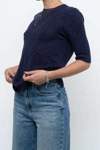 FENDI x Navy Monogram Short Sleeve (S, M)