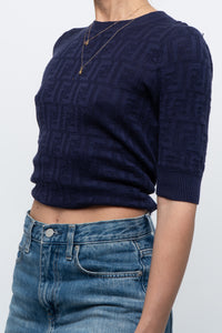FENDI x Navy Monogram Short Sleeve (S, M)
