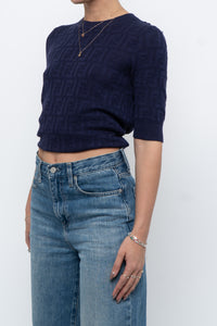 FENDI x Navy Monogram Short Sleeve (S, M)