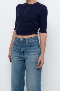 FENDI x Navy Monogram Short Sleeve (S, M)