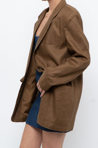 Vintage x Brown Linen Blazer (XS-M)