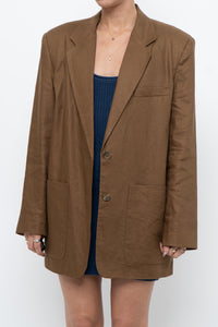 Vintage x Brown Linen Blazer (XS-M)