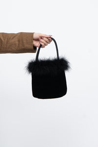 Vintage x Black Velvet Fur Clutch