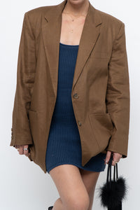 Vintage x Brown Linen Blazer (XS-M)