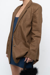 Vintage x Brown Linen Blazer (XS-M)