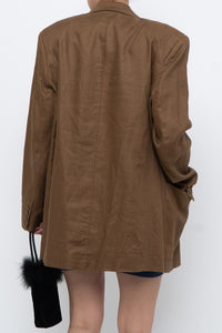 Vintage x Brown Linen Blazer (XS-M)