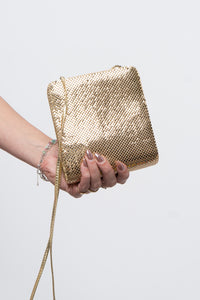 Vintage x WHITING & DAVIS Gold Sequin Shoulder Purse