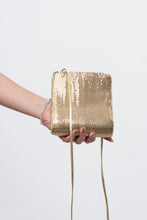 Load image into Gallery viewer, Vintage x WHITING &amp; DAVIS Gold Sequin Shoulder Purse