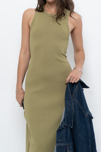 THE DROP x Chartreuse Knit Maxi Dress (S)
