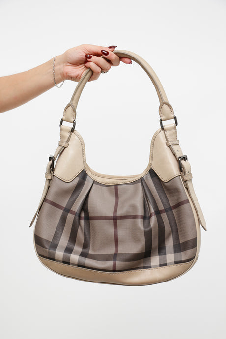 Vintage x BURBERRY Super Nova Check Hobo Leather Purse