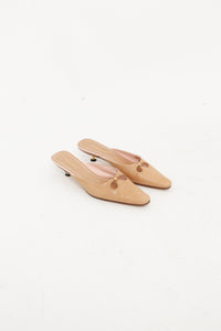 Vintage x Beige Leather Kitten Heels (8.5W)