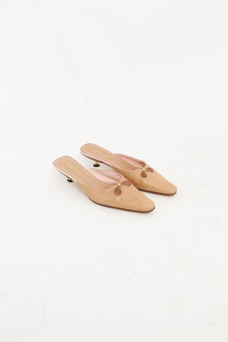 Vintage x Beige Leather Kitten Heels (8.5W)