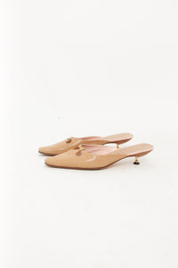 Vintage x Beige Leather Kitten Heels (8.5W)