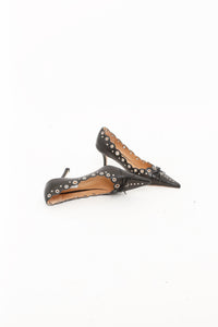 TONY BIANCO x Black Leather Bow Studded Heels (6.5-7W)
