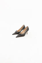 Load image into Gallery viewer, TONY BIANCO x Black Leather Bow Studded Heels (6.5-7W)