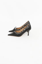 Load image into Gallery viewer, TONY BIANCO x Black Leather Bow Studded Heels (6.5-7W)