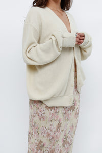 Vintage x LONDON FOG Cream Knit Oversized Cardigan (S-XL)