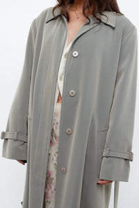 Vintage x Light Green Textured Tall Trench (S, M)