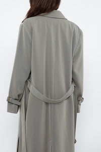 Vintage x Light Green Textured Tall Trench (S, M)