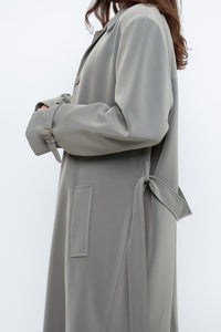 Vintage x Light Green Textured Tall Trench (S, M)