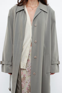 Vintage x Light Green Textured Tall Trench (S, M)