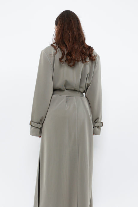 Vintage x Light Green Textured Tall Trench (S, M)