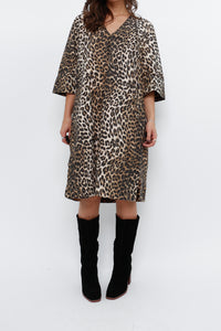 GANNI x Leopard Cotton Print Midi Dress (S, M)