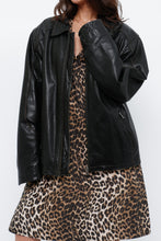 Load image into Gallery viewer, Vintage x DANIER LEATHER Black Shiny Stitched Leather Jacket (S-L)