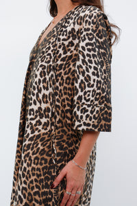 GANNI x Leopard Cotton Print Midi Dress (S, M)