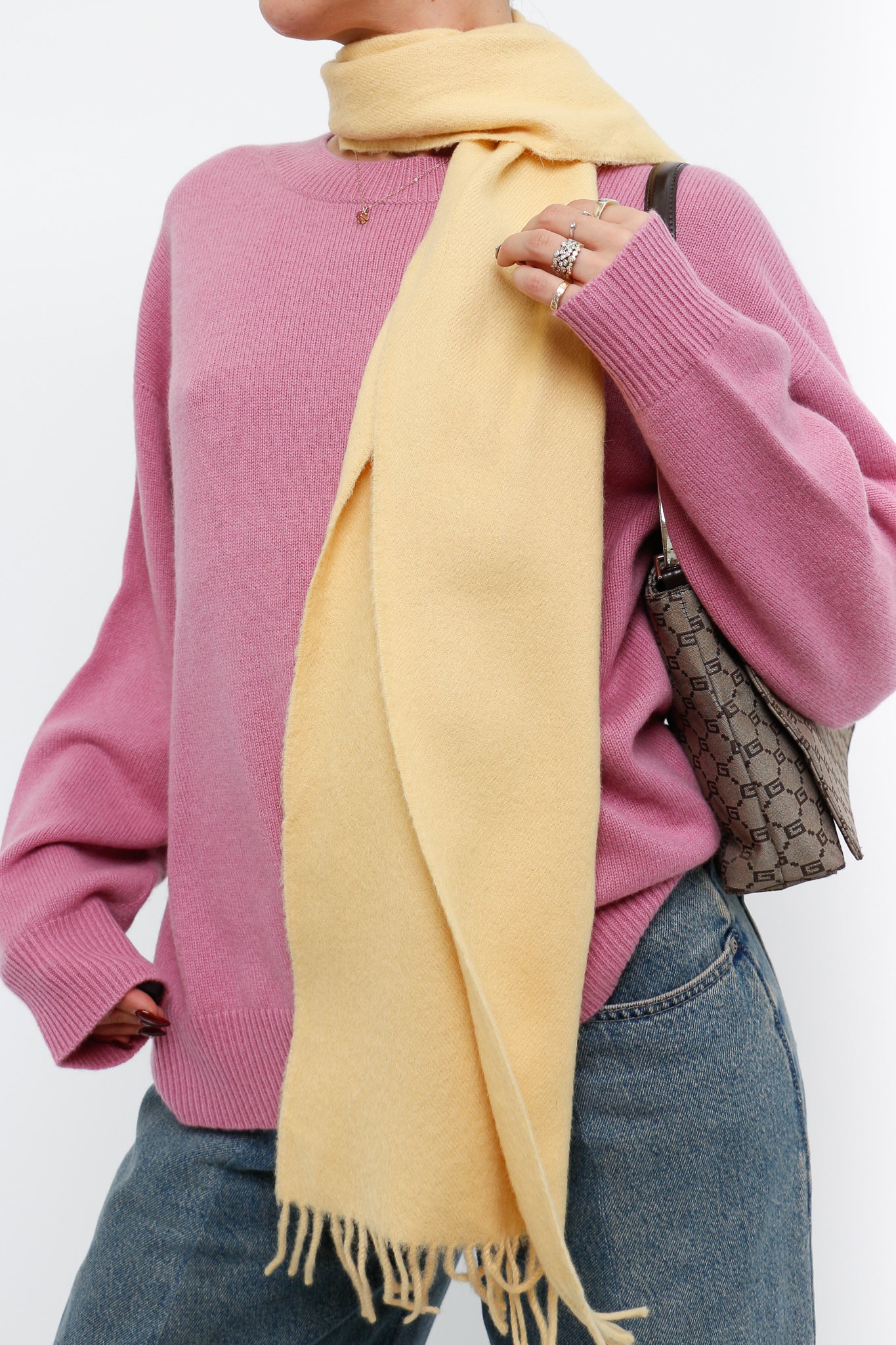 Vintage x Light Yellow Cashmere Scarf