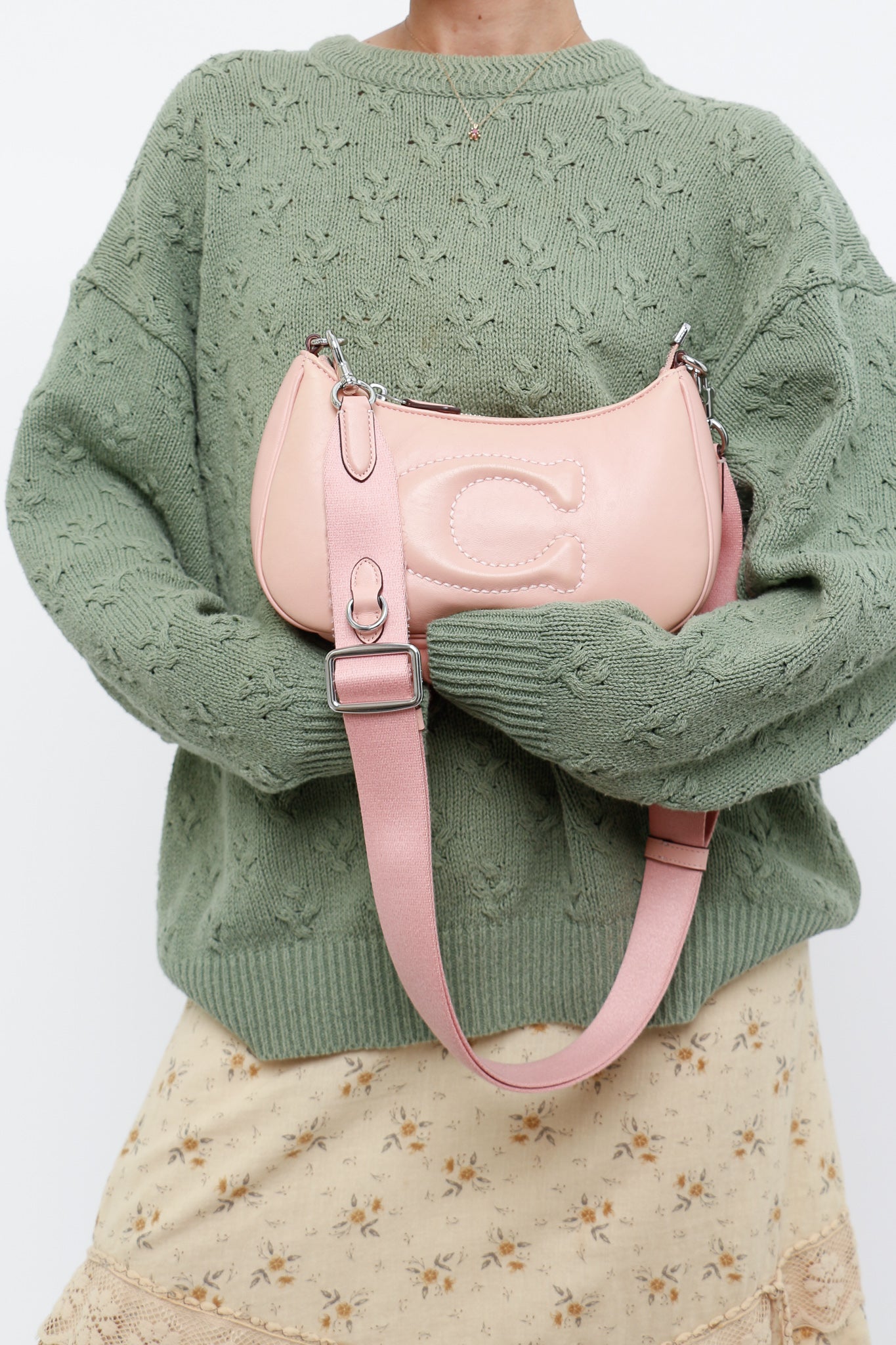 COACH x Baby Pink Embossed Leather Purse