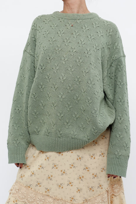 Vintage x Made in Canada x Green Cotton Oversized Sweater (XS-XL)