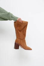 Load image into Gallery viewer, Modern x Camel Suede Heeled Slouch Boot (8.5, 9)