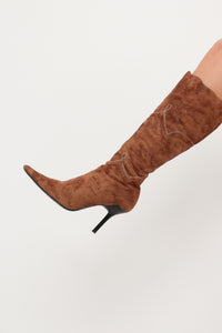 Vintage x Camel Faux Suede Boot (7.5, 8)