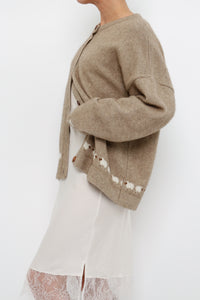Vintage x Made in New Zealand x Beige Sheep Patterned Soft Cardigan (XS-L)