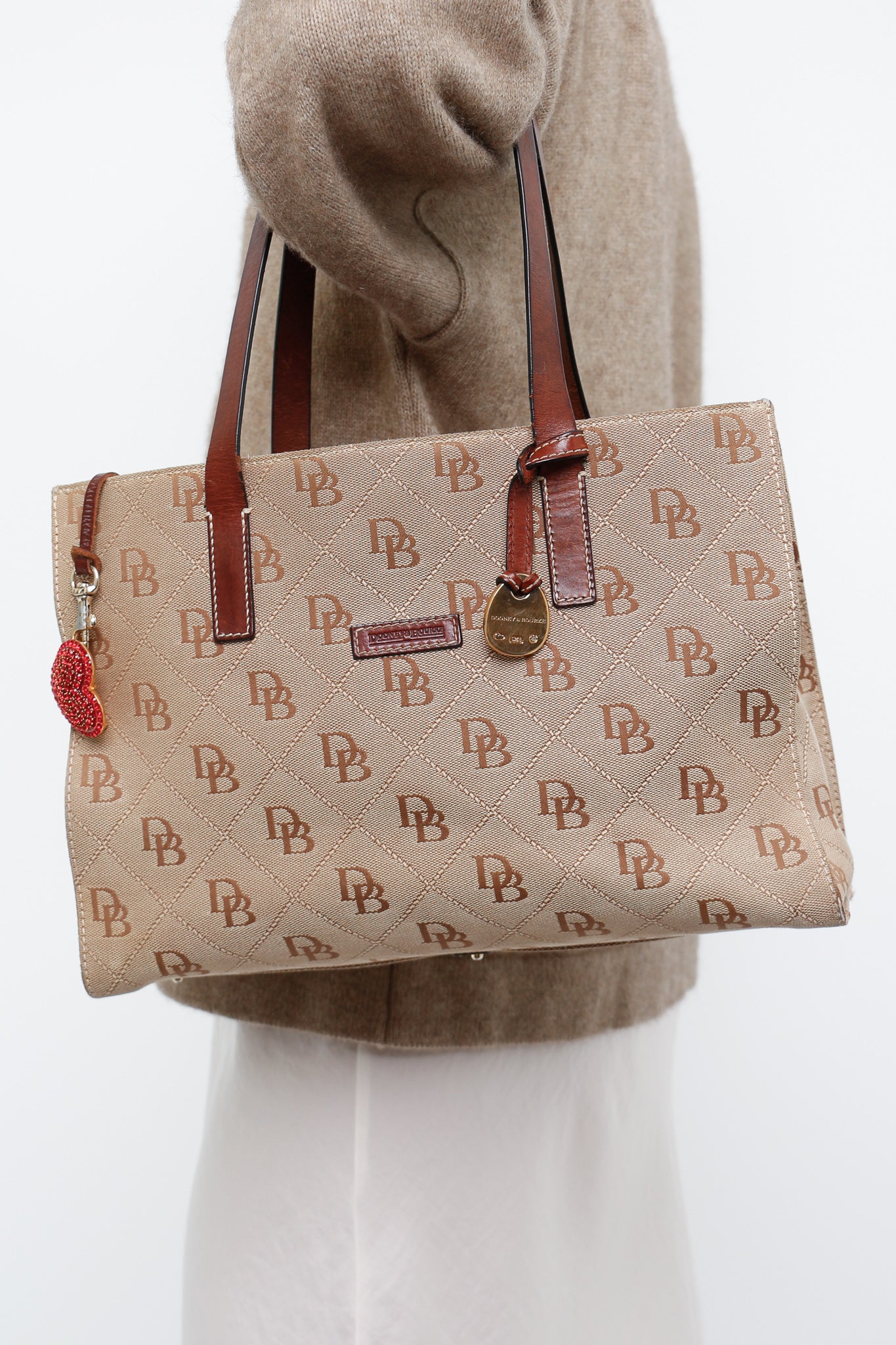 Vintage x DOONEY & BURKE Brown, Beige Monogram Purse