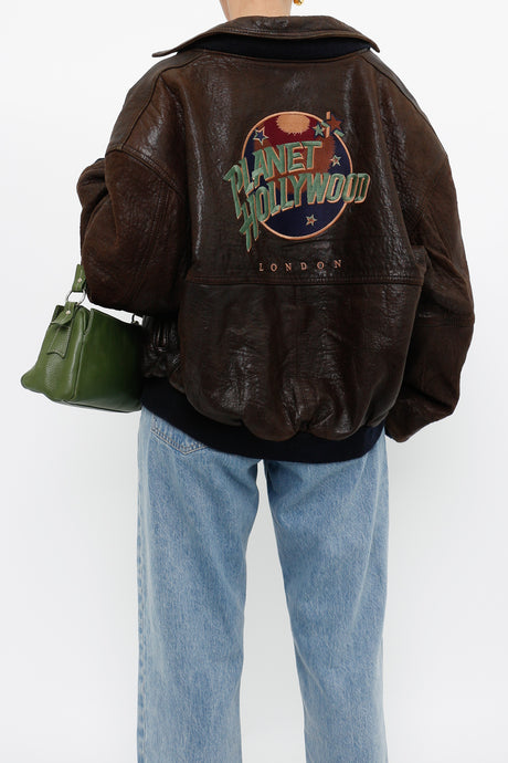 Vintage x PLANET HOLLYWOOD London Leather Reversible Bomber (XS-M)