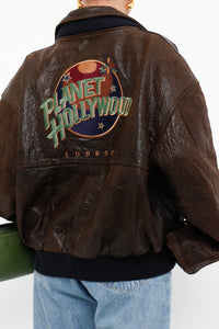 Vintage x PLANET HOLLYWOOD London Leather Reversible Bomber (XS-M)