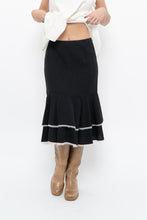 Load image into Gallery viewer, Vintage x Made in Canada x Black Wool-Blend Polka Dot Midi Skirt (XS)