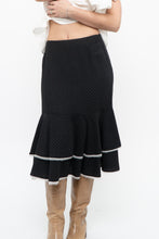 Load image into Gallery viewer, Vintage x Made in Canada x Black Wool-Blend Polka Dot Midi Skirt (XS)