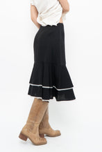 Load image into Gallery viewer, Vintage x Made in Canada x Black Wool-Blend Polka Dot Midi Skirt (XS)
