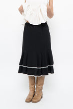 Load image into Gallery viewer, Vintage x Made in Canada x Black Wool-Blend Polka Dot Midi Skirt (XS)