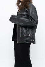 Load image into Gallery viewer, Vintage x Made in Pakistan x Black Faded Detailed Biker Jacket (S-L)