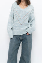 Load image into Gallery viewer, RAILS x Heathered Blue, White Wool-Blend Knit Sweater (XS-M)