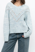 Load image into Gallery viewer, RAILS x Heathered Blue, White Wool-Blend Knit Sweater (XS-M)