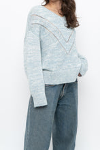 Load image into Gallery viewer, RAILS x Heathered Blue, White Wool-Blend Knit Sweater (XS-M)